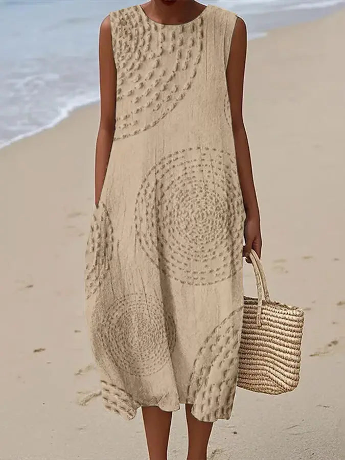 Women's Soft Embroidered Sleeveless Midi Dress