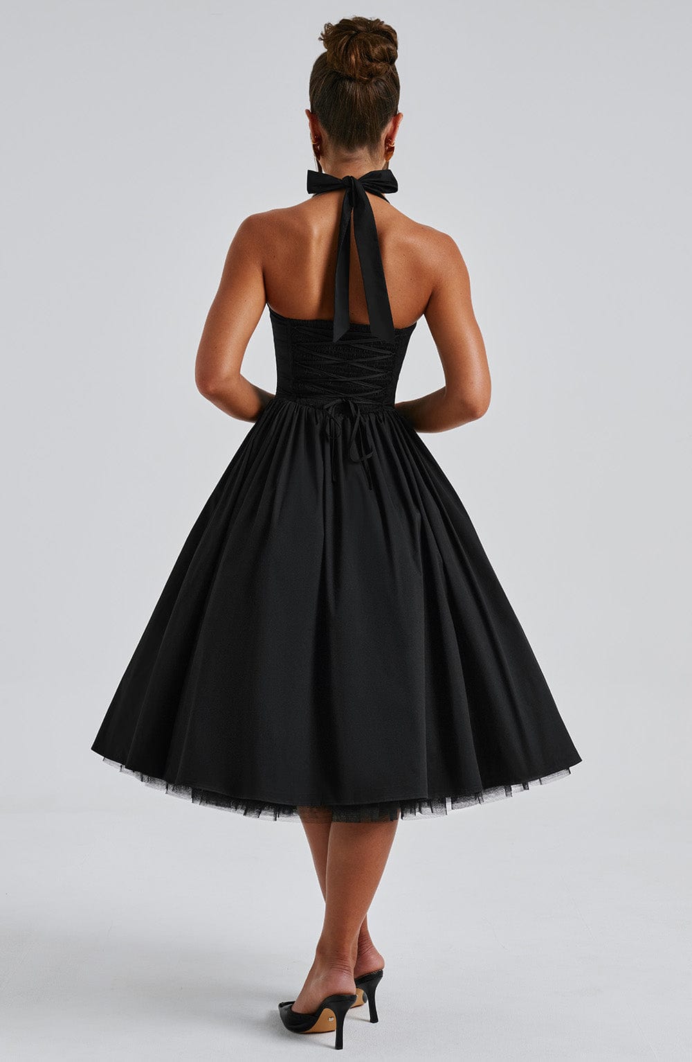 Elegant Halter Neck Midi Cocktail Dress for Women
