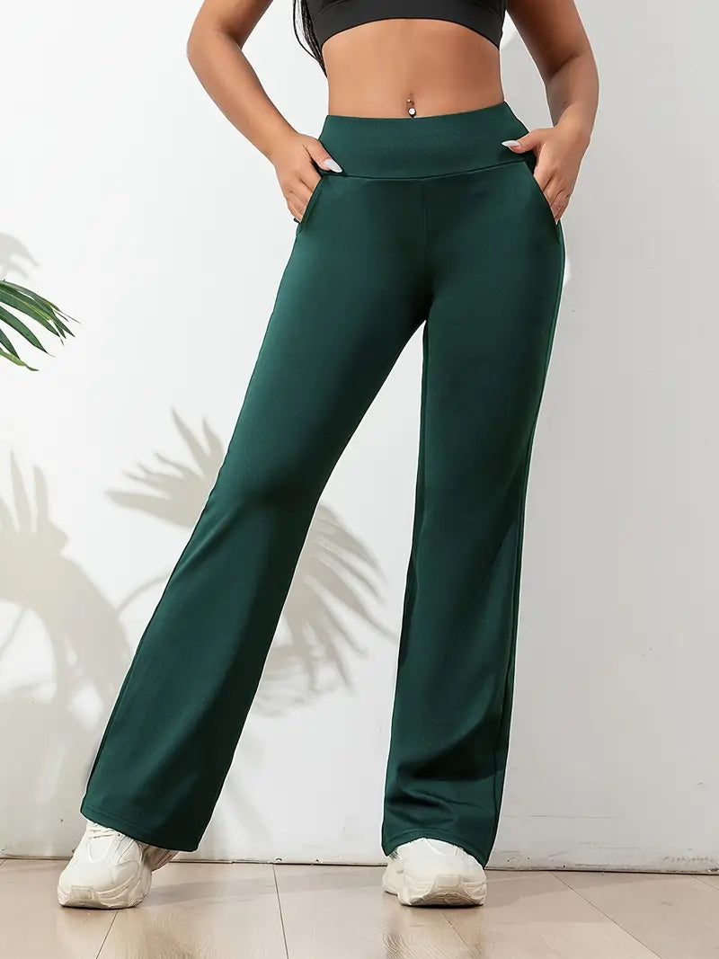 High-Waisted Flared Active Pants with Stretch Fit