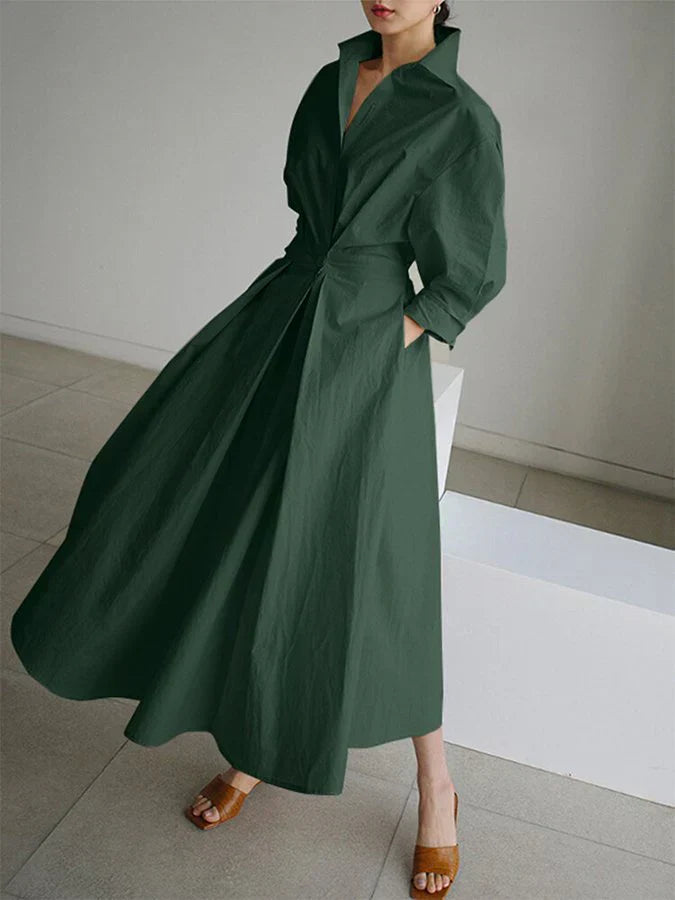 Stylish Pleated Shirt Dress
