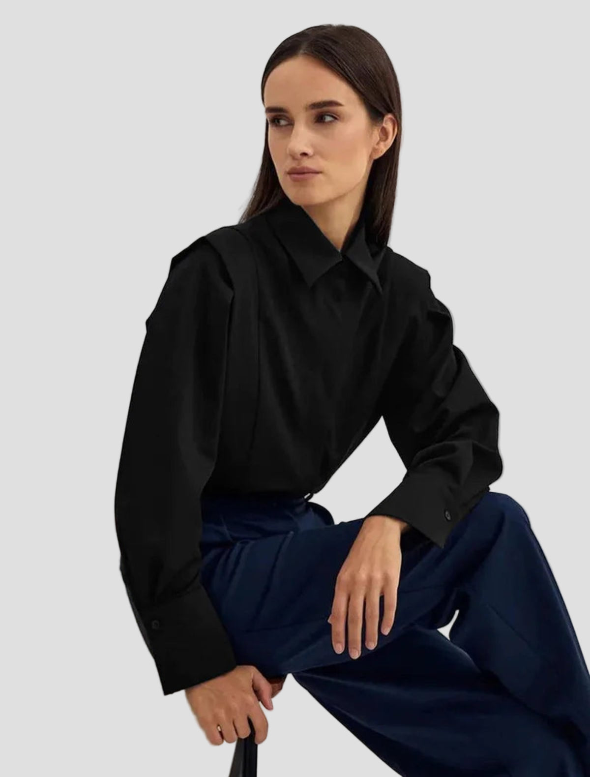 Elegant Women's Square Neck Button Down Shirt