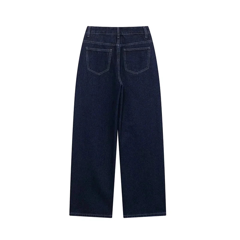 Belted Denim Jacket and Wide Leg Jeans Set for Women