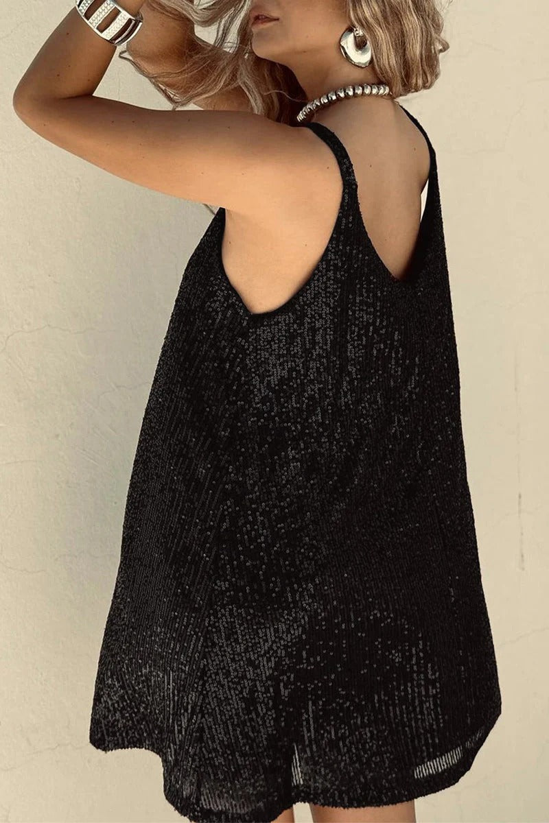 Sparkling V-Back Sequin Mini Dress