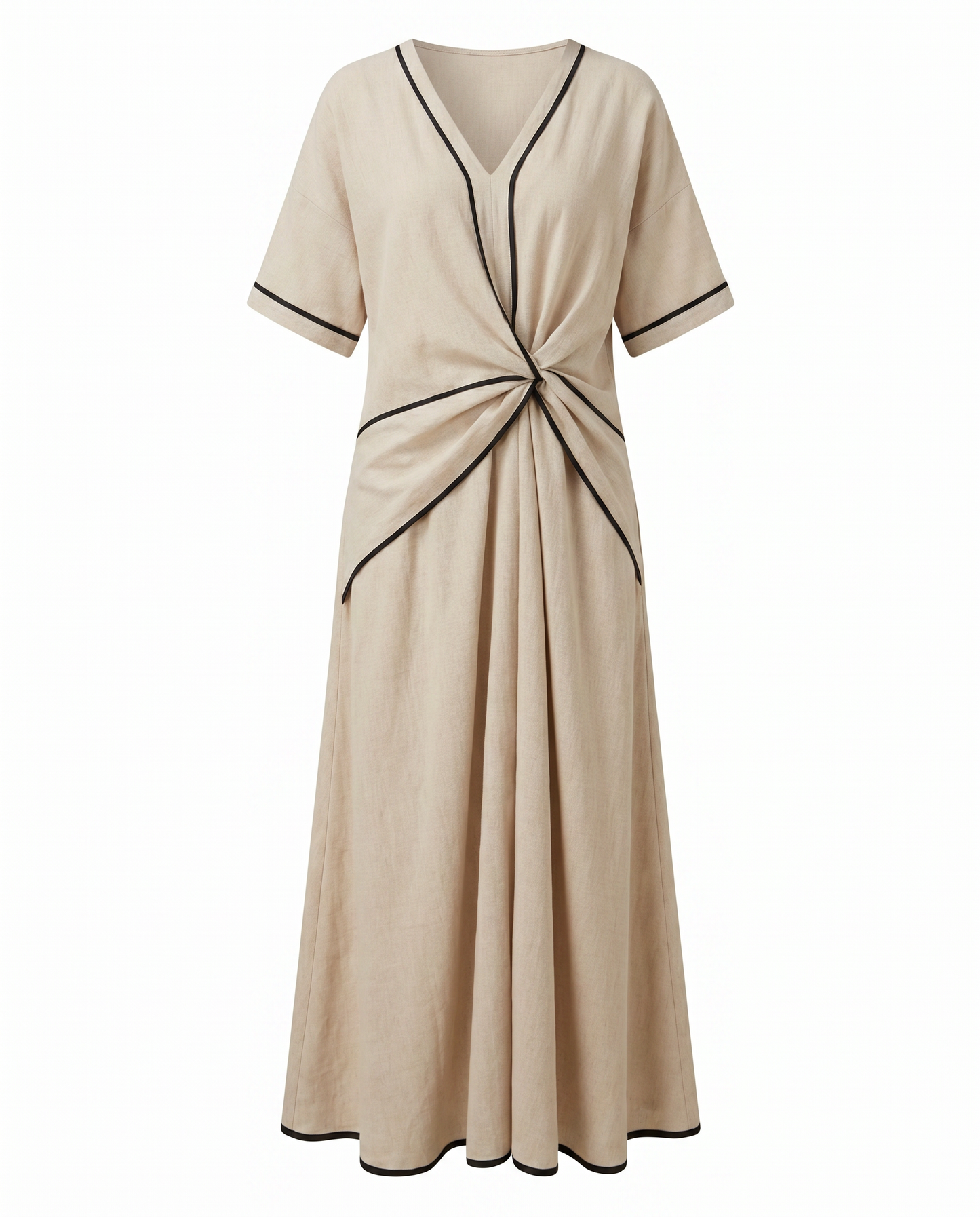 Women's Flowing Twist-Front V-Neck Maxi Dress