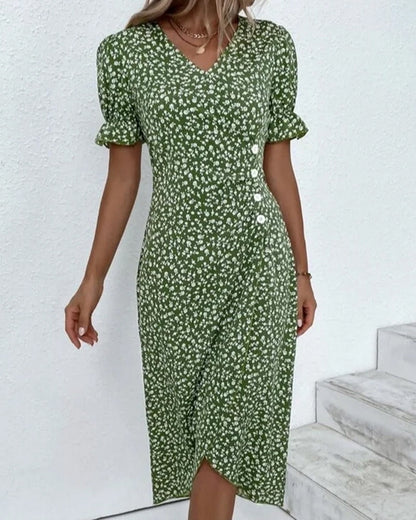Floral V-Neck Midi Summer Dress for Women