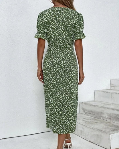 Floral V-Neck Midi Summer Dress for Women