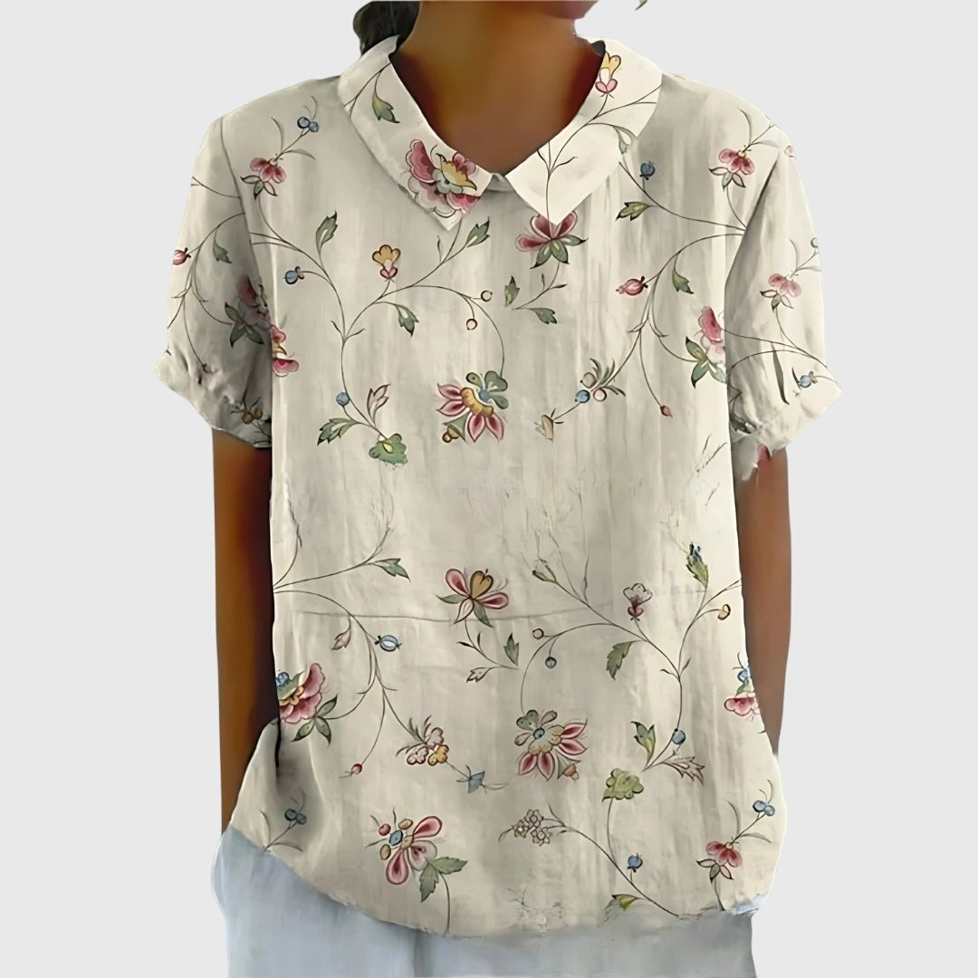 Jenna Floral Blouse for Women - Lightweight Casual Top