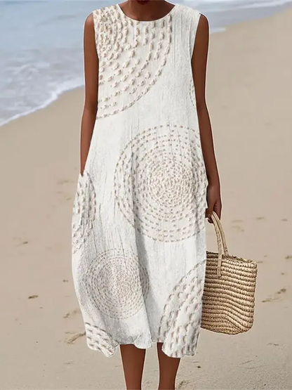Women's Soft Embroidered Sleeveless Midi Dress
