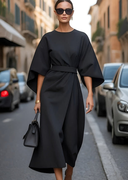 Elegant Flowy Maxi Dress with Belt