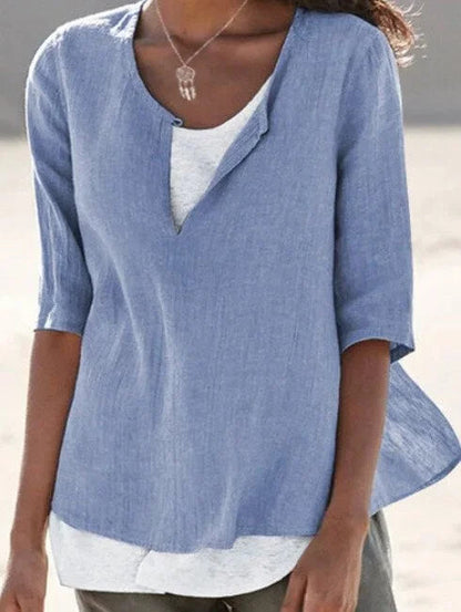 Women's Layered Casual Blouse with Soft Fabric Flattering Cut