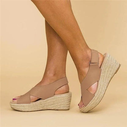 Cross Strap Wedge Espadrille Sandals for Women