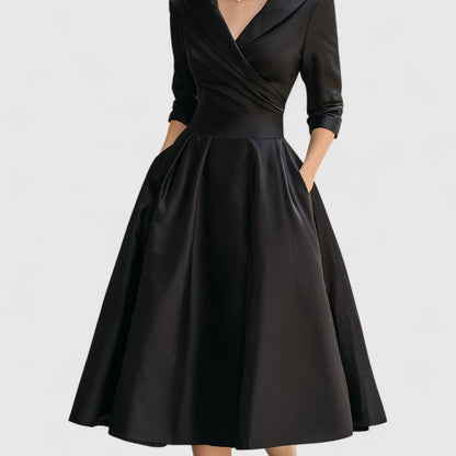Elegant Midi Dress with V-Neckline for Women