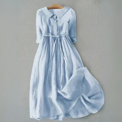 Button Front A-Line Casual Midi Dress for Women