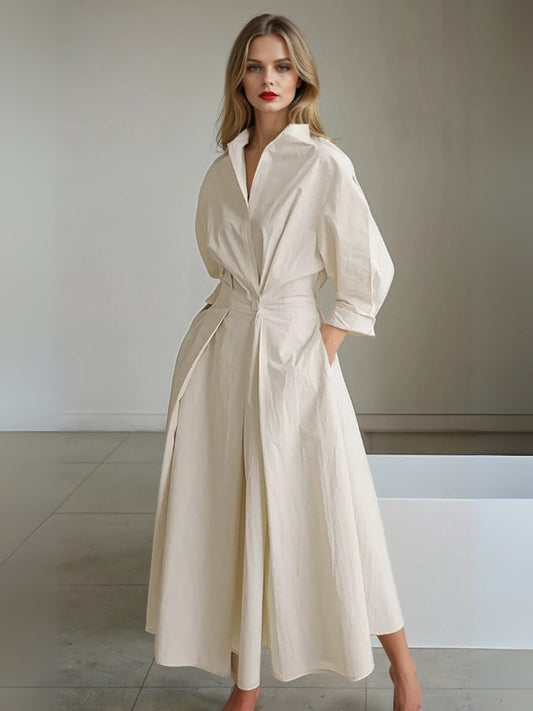 Stylish Pleated Shirt Dress