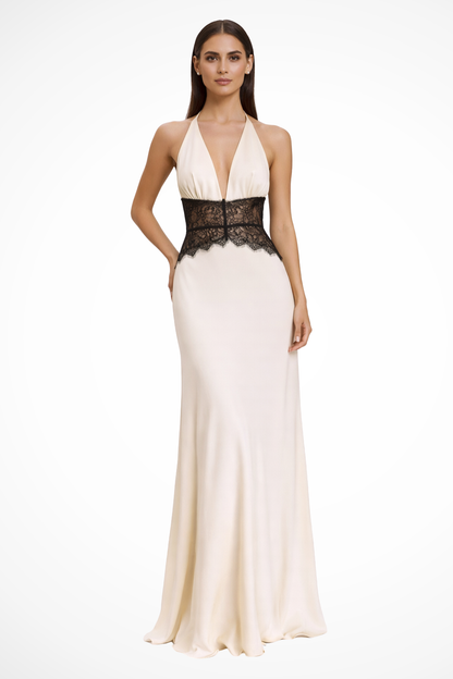Elegant Women’s Halter Neck Backless Maxi Wedding Guest Dress