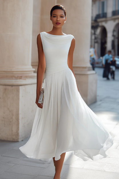 Sleeveless Midi Dress for Women with Flowing A-Line Silhouette