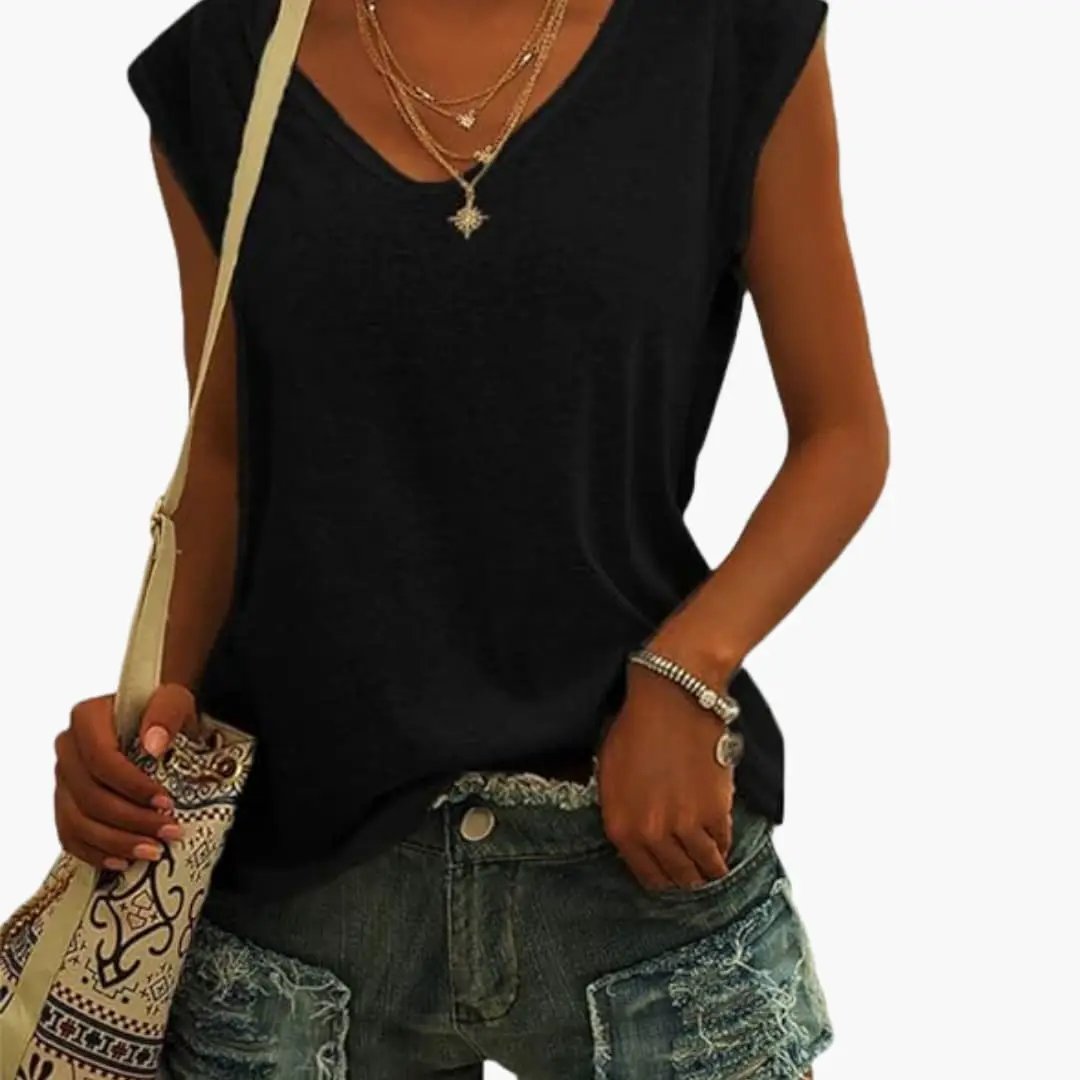 Relaxed Everyday V Neck Sleeveless Top for Women