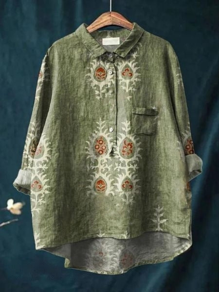 Casual Floral Long Sleeve Blouse Women