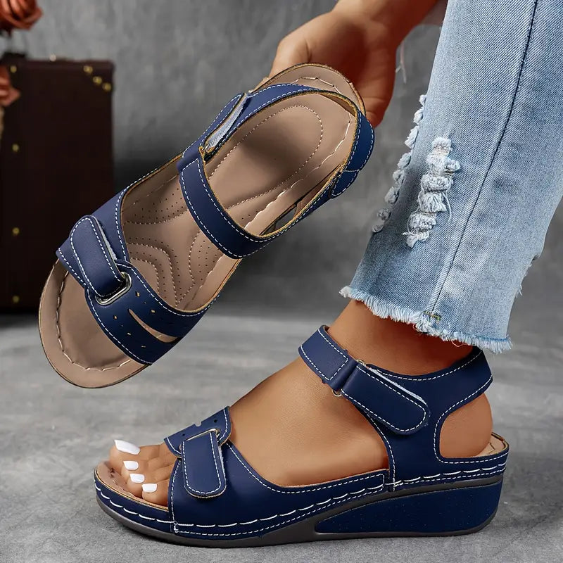 Casual Comfort Platform Sandals with Velcro Straps