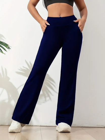 High-Waisted Flared Active Pants with Stretch Fit
