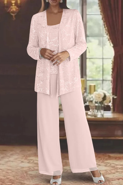 Sophisticated Sequin Three-Piece Pant Set for Women