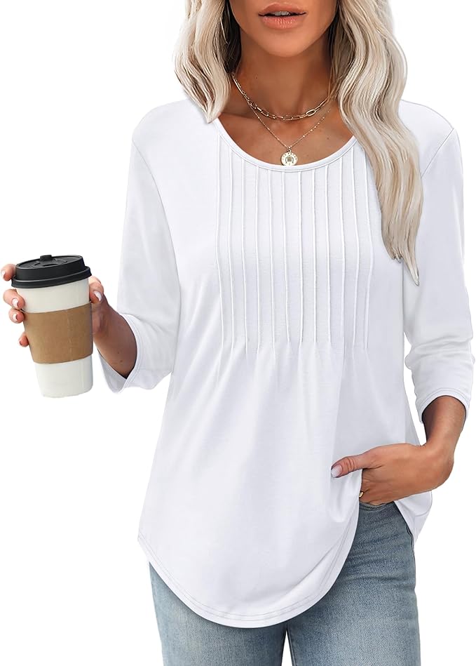 Structured 3/4 Sleeve Blouse for Women | Versatile Office Top