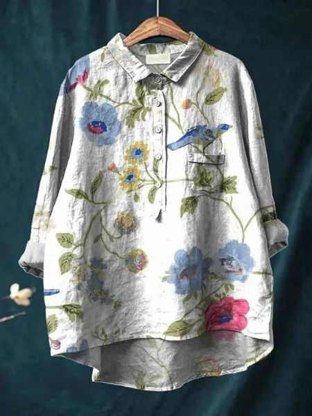 Casual Floral Long Sleeve Blouse Women