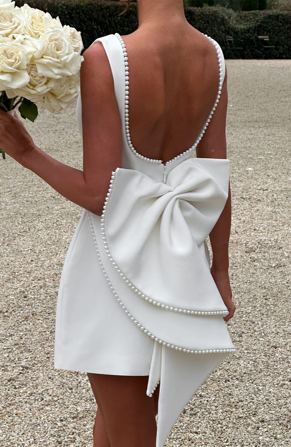 Elegant Open Back Bow Mini Dress for Women