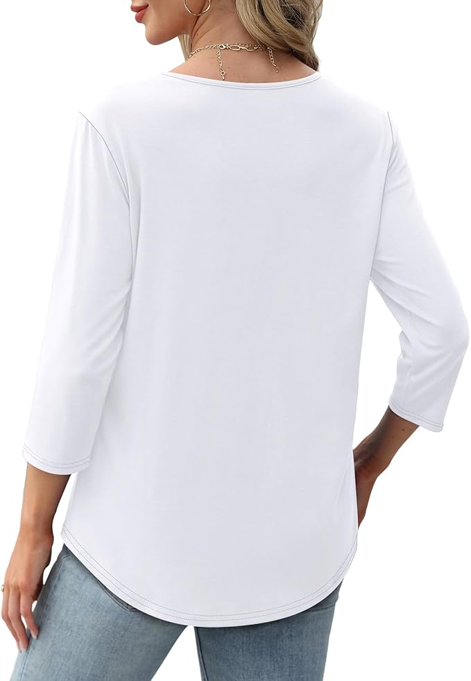 Structured 3/4 Sleeve Blouse for Women | Versatile Office Top