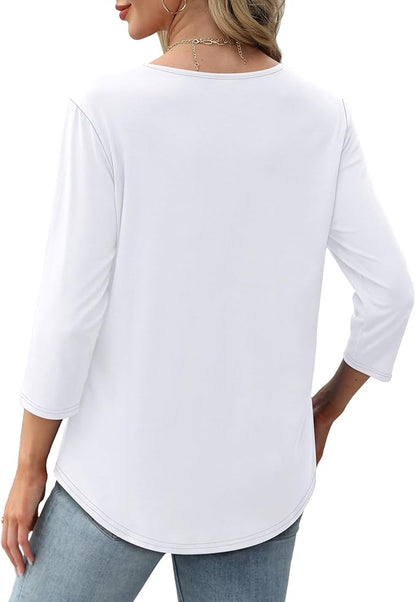 Structured 3/4 Sleeve Blouse for Women | Versatile Office Top
