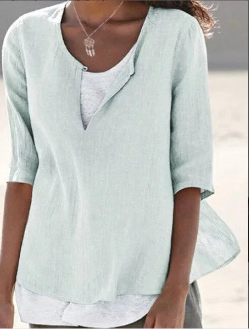 Women's Layered Casual Blouse with Soft Fabric Flattering Cut