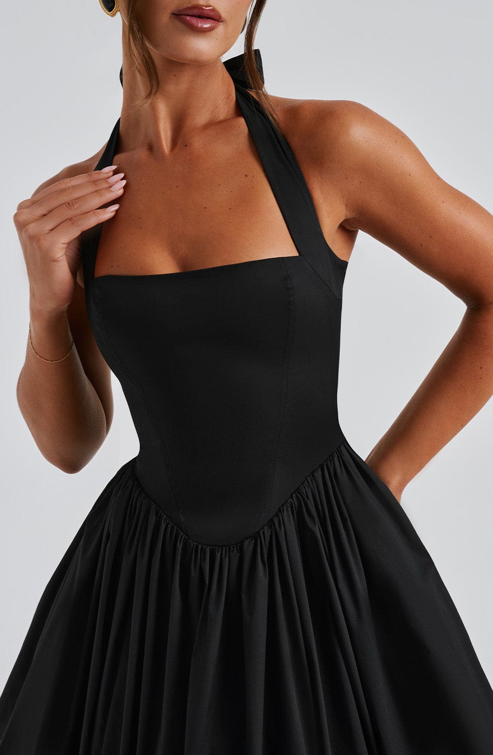 Elegant Halter Neck Midi Cocktail Dress for Women