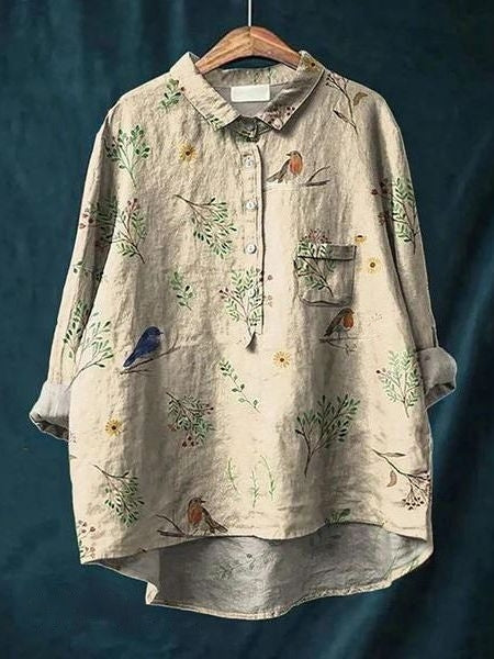 Casual Floral Long Sleeve Blouse Women