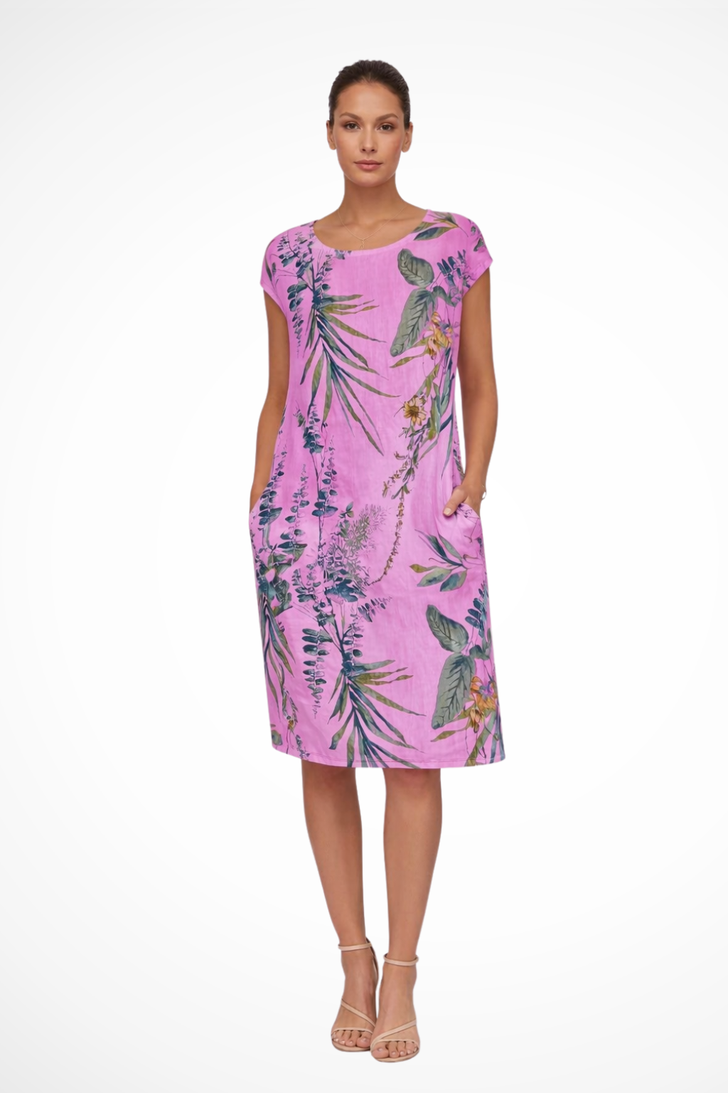 Relaxed Fit Women’s Summer Dress with Botanical Print