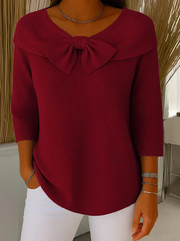 Elegant Fitted Sweater with Bow Detail for Women