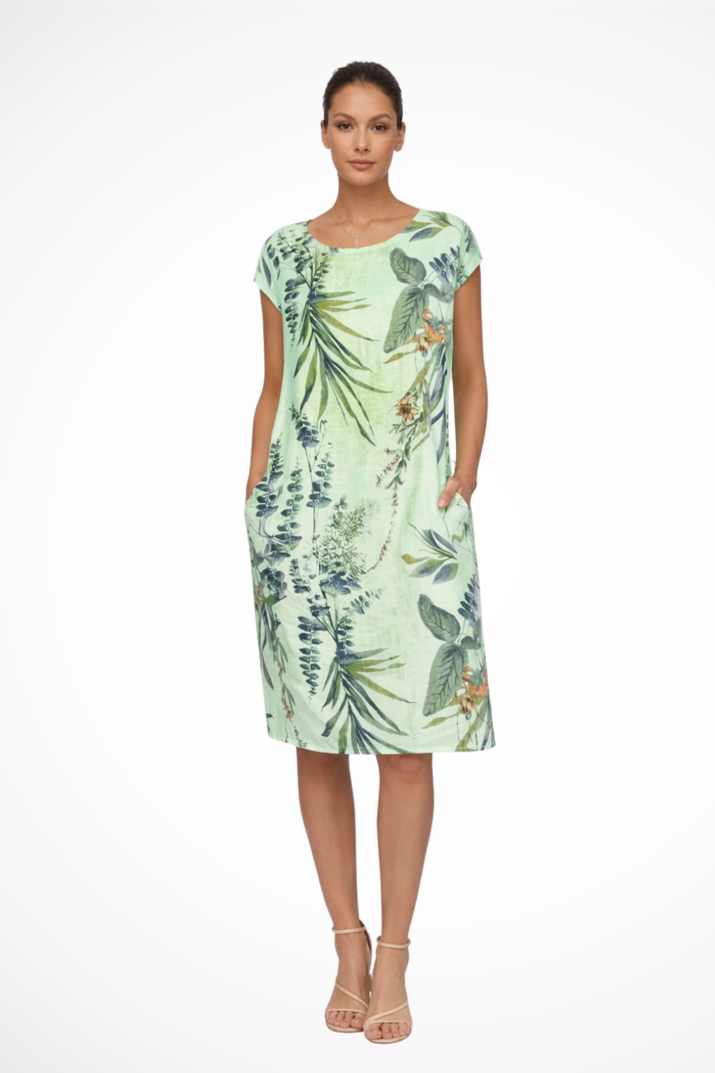 Women’s Elegant Floral Print Midi Dress for Casual Wear
