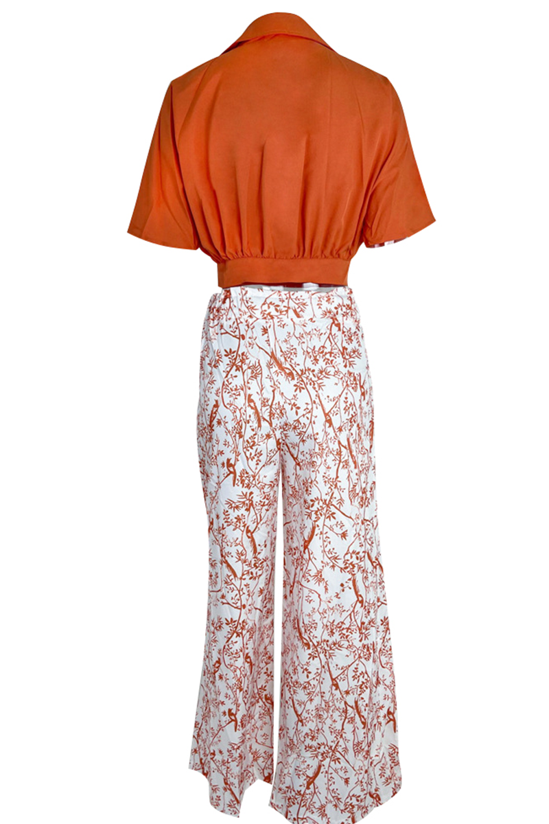 Two-Piece Floral Wide-Leg Set with Relaxed Top