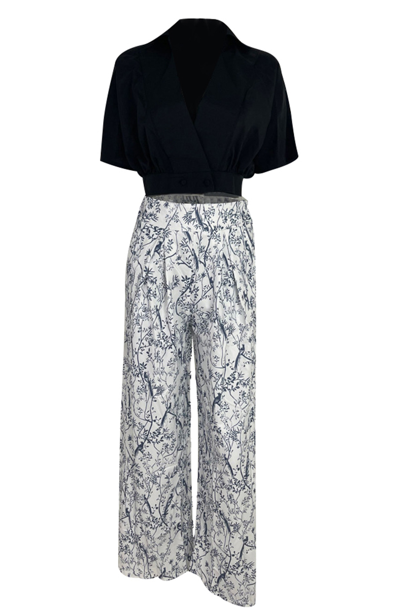 Two-Piece Floral Wide-Leg Set with Relaxed Top
