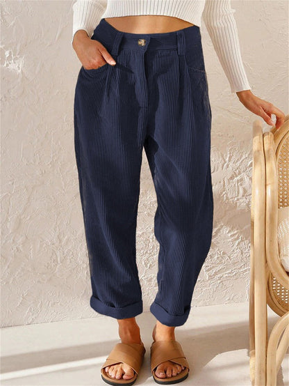 Relaxed High Waist Casual Trousers for Women