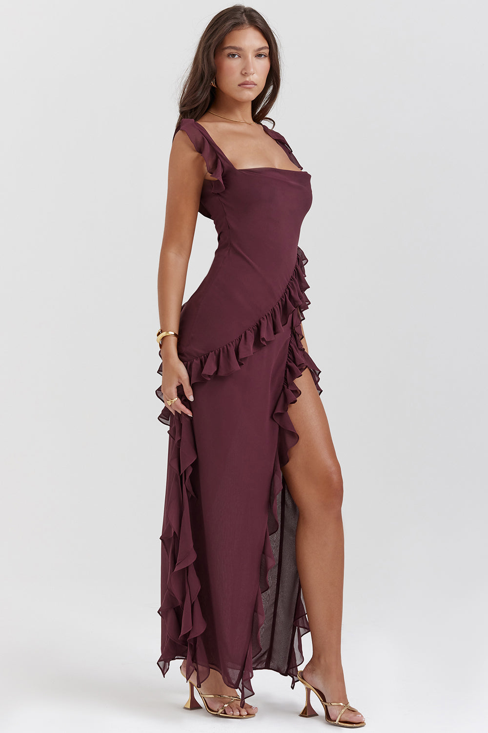 Ariella Ruffle Midi Dress for Women - Elegant & Flattering