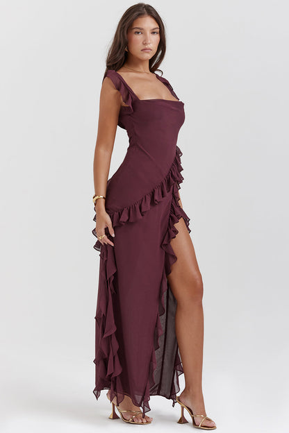 Ariella Ruffle Midi Dress for Women - Elegant & Flattering