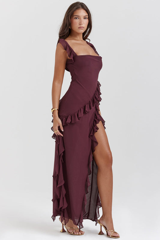 Ariella Ruffle Midi Dress for Women - Elegant & Flattering