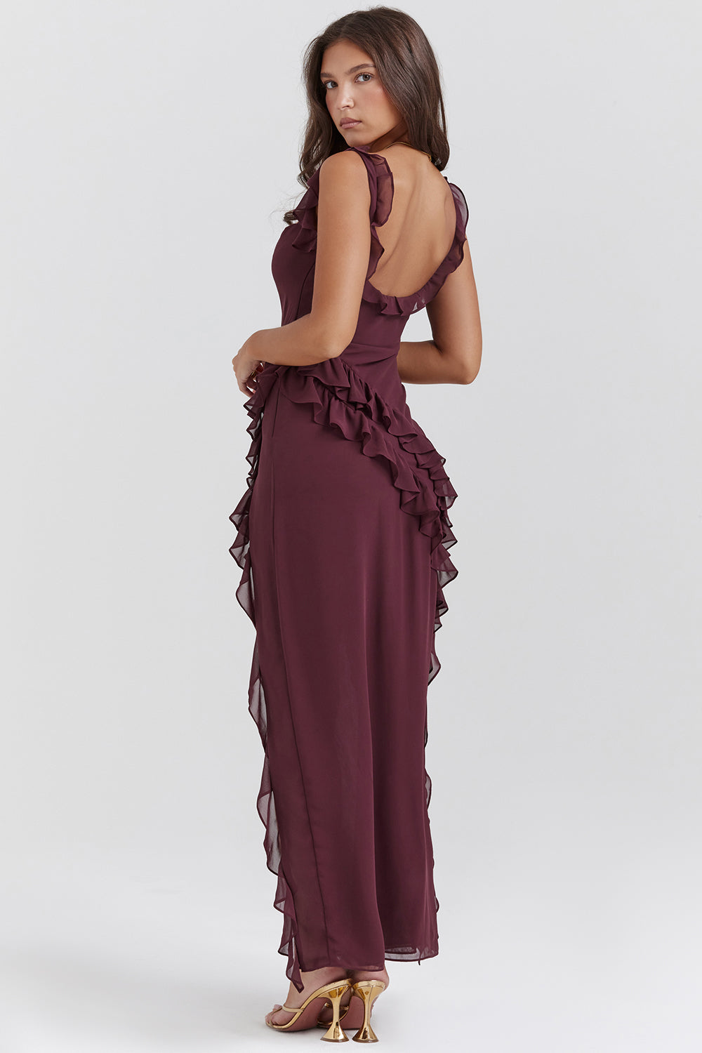 Ariella Ruffle Midi Dress for Women - Elegant & Flattering