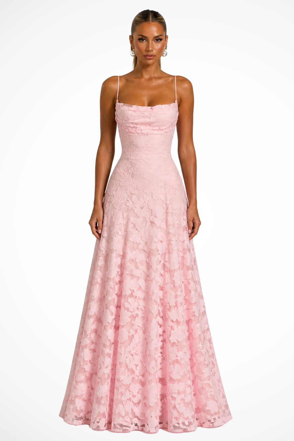 Women’s Floral Lace Mermaid Maxi Dress for Formal Occasions