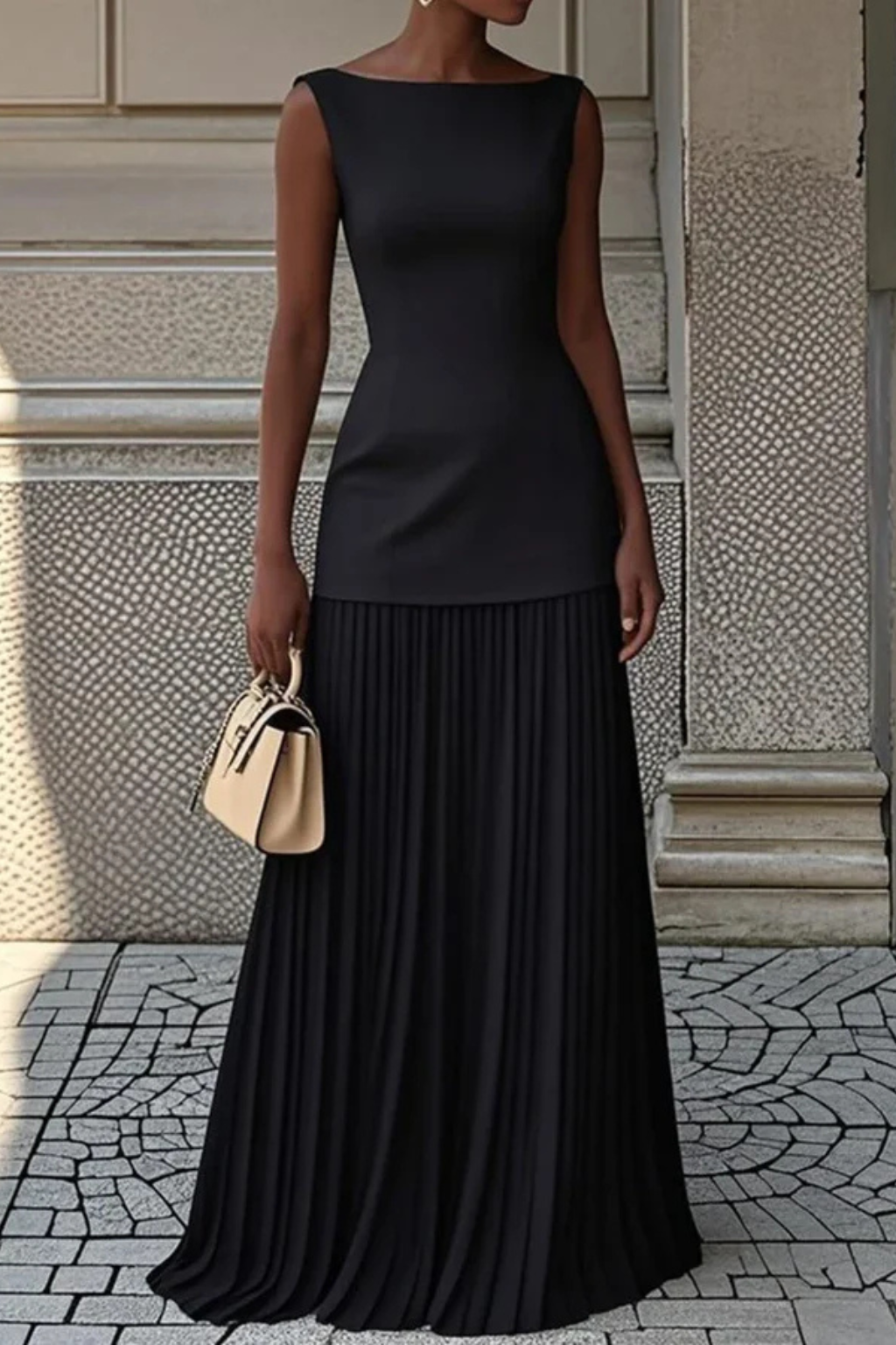 Elegant Pleated Women Maxi Dress