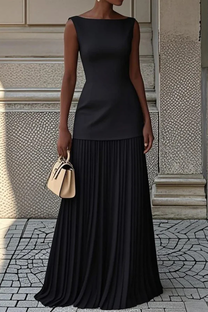 Elegant Pleated Women Maxi Dress