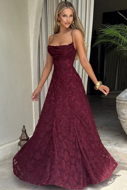 Women’s Lace Strap Backless Maxi Evening Dress