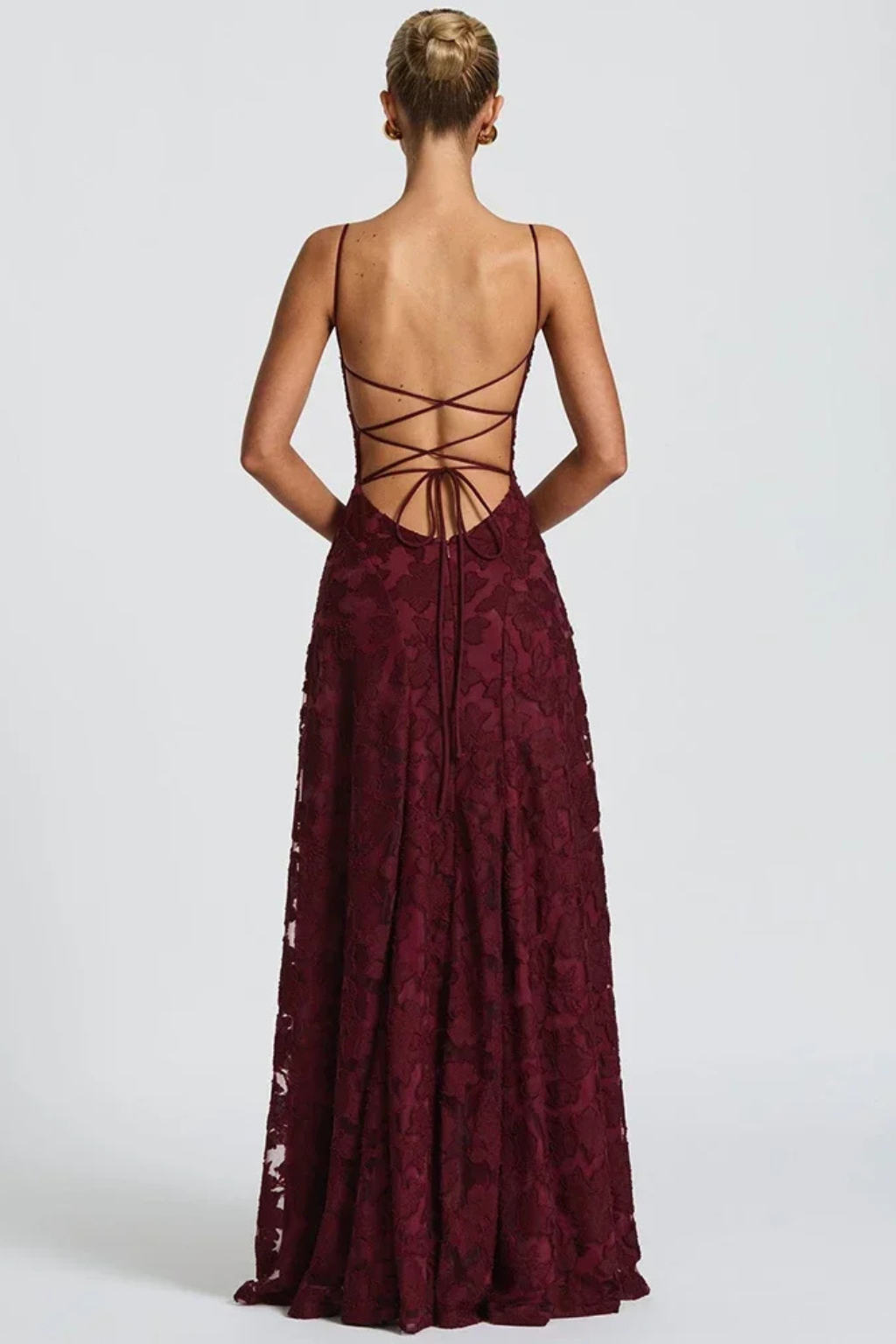 Women’s Lace Strap Backless Maxi Evening Dress