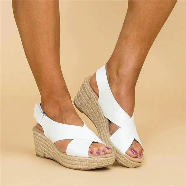 Cross Strap Wedge Espadrille Sandals for Women