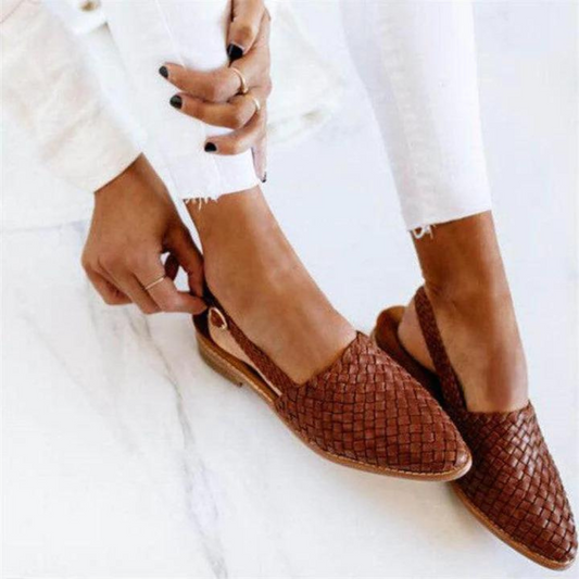 Women's Woven Pointed-Toe Flat Mule Loafers